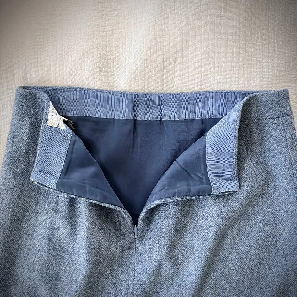 J. Crew Wool Herringbone Tweed No. 2 Pencil Skirt in Light Blue, 6P